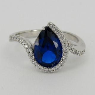 Zlatý prsten s modrým zirkonem Z70-208 váha: 3.48 g, Velikost: 54, ryzost: Au 585/1000
