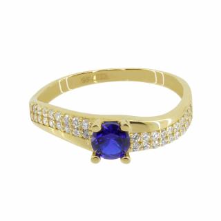 Zlatý prsten s modrým zirkonem Z70-461 váha: 1.8 g, Velikost: 54, ryzost: Au 585/1000