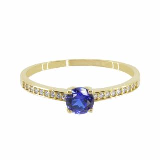 Zlatý prsten s modrým zirkonem Z70-463 váha: 1.08 g, Velikost: 53, ryzost: Au 585/1000