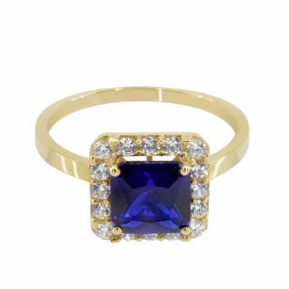 Zlatý prsten s modrým zirkonem Z70-465 váha: 2.29 g, Velikost: 54, ryzost: Au 585/1000