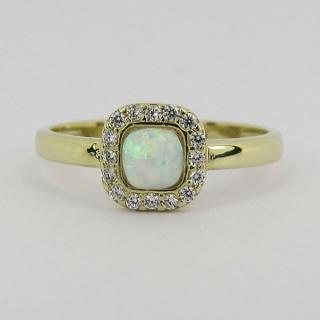 Zlatý prsten s opálem a zirkony Z85-031 váha: 1.86 g, Velikost: 54, ryzost: Au 585/1000