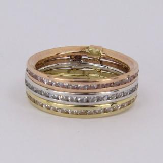 Zlatý prsten se zirkony Z70-231 váha: 2.53 g, Velikost: 54, ryzost: Au 585/1000