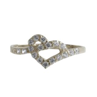 Zlatý prsten ve tvaru srdce se zirkony Z70-335 váha: 1.4 g, Velikost: 53, ryzost: Au 585/1000