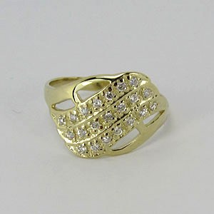 Zlatý prsten zdobený zirkony Z70-068 váha: 2.65 g, Velikost: 49, ryzost: Au 585/1000