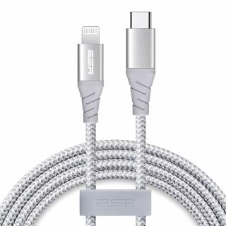 ESR kabel MFI USB C / Lightning 1 metr stříbrný