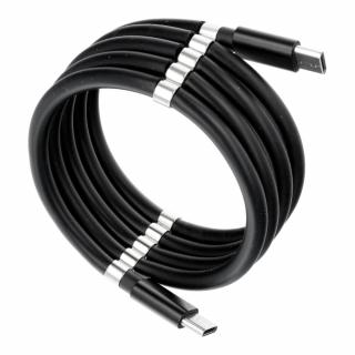 Kabel Typ C - Typ C Power Delivery PD60W magneticky rolovaný 3A C676 černý 1 metr