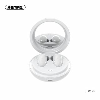 REMAX Sluchátka bezdrátové / bluetooth TWS-9 s dokovací stanicí a zrcadlem bílé