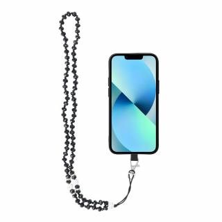 Šňůrka na mobil CRYSTAL DIAMOND na telefon / délka 74cm (37cm ve smyčce) / na krk - černá