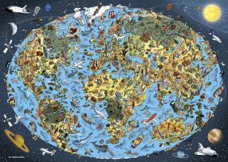Puzzle Kreslená mapa světa 1000 d.