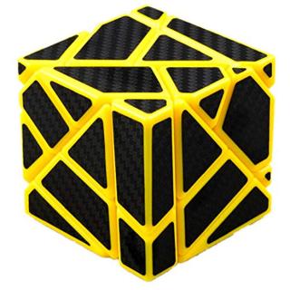 Yellow Ninja Ghost Cube with carbon fibre stickers - hlavolam