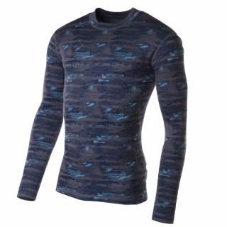 pánské triko s dlouhým rukávem - antracit-tm.modrá peřeje Velikost: XL