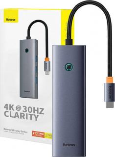 6v1 Hub Baseus UltraJoy USB-C do HDMI4K@30Hz1+3xUSB 3.0+PD+RJ45 (vesmírně šedá)