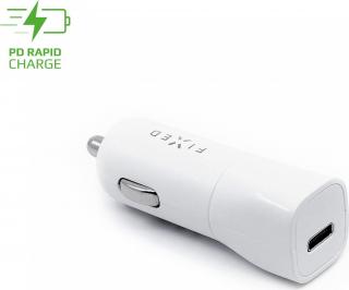Autonabíječka FIXED s USB-C výstupem a podporou PD, 18W, bílá