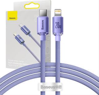 Baseus Crystal Shine kabel USB-C na Lightning, 20W, PD, 1,2m (fialový)