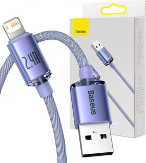 Baseus Crystal Shine kabel USB na Lightning, 2,4A, 1,2 m (fialový)