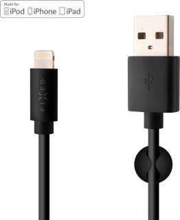 Datový a nabíjecí kabel FIXED s konektory USB/Lightning, 1 metr, MFI certifikace, černý