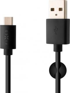 Datový a nabíjecí kabel FIXED s konektory USB/USB-C, USB 2.0, 1 metr, černý