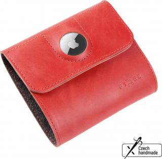 Kožená peněženka FIXED Classic Wallet for AirTag z pravé hovězí kůže, červená