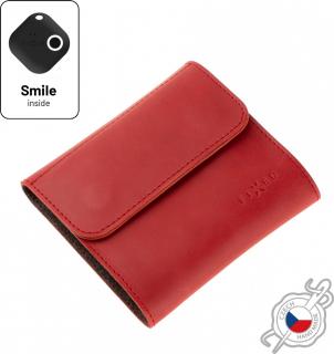 Kožená peněženka FIXED Smile Classic Wallet se smart trackerem FIXED Smile PRO, červená