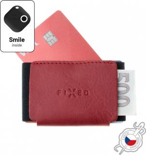 Kožená peněženka FIXED Smile Tiny Wallet se smart trackerem FIXED Smile PRO, červená