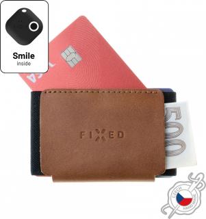 Kožená peněženka FIXED Smile Tiny Wallet se smart trackerem FIXED Smile PRO, hnědá