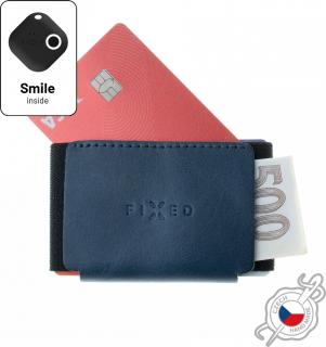 Kožená peněženka FIXED Smile Tiny Wallet se smart trackerem FIXED Smile PRO, modrá