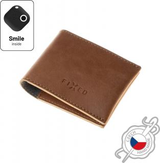 Kožená peněženka FIXED Smile Wallet se smart trackerem FIXED Smile PRO, hnědá