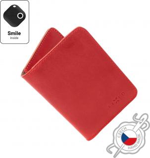 Kožená peněženka FIXED Smile Wallet XL se smart trackerem FIXED Smile PRO, červená