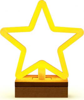 Neonový dřevěný stojan LED STAR teplá bílá FLNW04 Forever Light