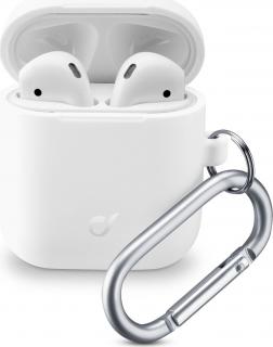 Ochranný kryt s karabinou Cellularline Bounce pro Apple AirPods 1 & 2, bílý