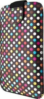 Pouzdro FIXED Soft Slim se zavíráním, PU materiál, velikost 4XL, motiv Rainbow Dots