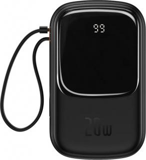 Powerbanka Baseus Qpow PRO s kabelem Lightning, portem USB-C a USB 20000 mAh, 20 W (černá)