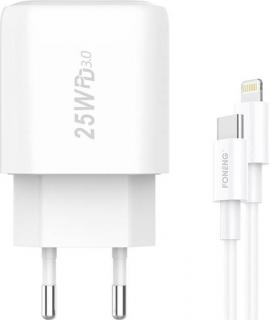 Rychlonabíječka Foneng 1x USB EU40 + kabel USB C na Lightning pro iPhone