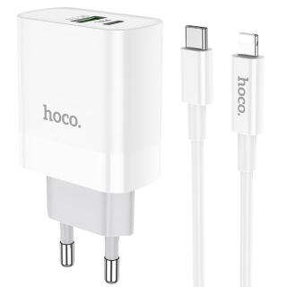 Rychlonabíječka Hoco C80A PD20W/QC3.0 + Lightning kabel pro iPhone, White