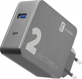 Set síťové nabíječky a USB-C kabelu Cellularline Multipower 2 Combo Plus pro notebooky i smartphony, PD 48W, černý