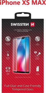 SKLO SWISSTEN FULL GLUE, COLOR FRAME, CASE FRIENDLY PRO APPLE IPHONE XS MAX ČERNÉ