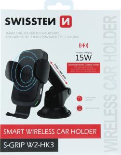 SMART DRŽÁK DO AUTA S BEZDRÁTOVÝM NABÍJENÍM SWISSTEN 15W S-GRIP W2-HK3