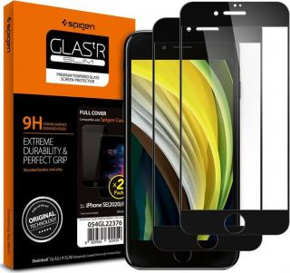 Spigen Glass FC 2 Pack, black - iPhone SE/8/7