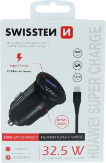 SWISSTEN CL ADAPTÉR PRO HUAWEI SUPER CHARGE 22.5W + KABEL HUAWEI SUPER CHARGE 5A 1,2 M BLACK