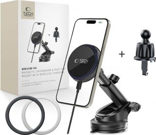 TECH-PROTECT MM15W-V4 MAGNETIC MAGSAFE DASHBOARD & VENT CAR MOUNT WIRELESS CHARGER 15W BLACK