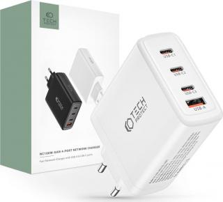 TECH-PROTECT NC100W-GAN 4-PORT SÍŤOVÁ NABÍJEČKA ADAPTÉR PD100W/QC3.0 WHITE