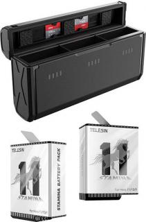 Tříslotový kapesní nabíjecí box Telesin + 2 baterie pro GoPro Hero 9 / Hero 10 / Hero 11 (GP-PT-G01)