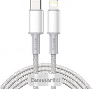 USB-C na Lightning Baseus High Density Braided Cable, 20W, PD, 2m (bílý)