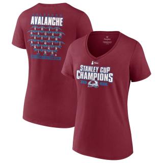 Dámské tričko Colorado Avalanche 2022 Stanley Cup Champions  Jersey Roster V-Neck Velikost: L