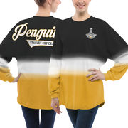 Dámské tričko Pittsburgh Penguins Fanatics Branded 2017 Stanley Cup Champions Ombre Long Sleeve Spirit Jersey - Black/Gold Velikost: L