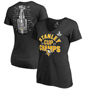 Dámské tričko Pittsburgh Penguins Fanatics Branded 2017 Stanley Cup Champions Shootout V-Neck T-Shirt - Black Velikost: 3XL