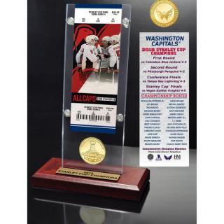 Dárkový set Washington Capitals 2018 Stanley Cup Champions 3.5  x 9  Ticket & Bronze Coin Acrylic Desk Top