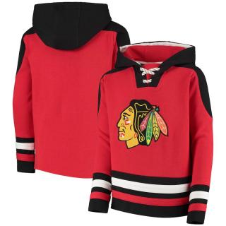 Dětská Mikina Chicago Blackhawks Lace-Up Pullover Hoodie - Red Velikost: Dětské L (11 - 12 let)