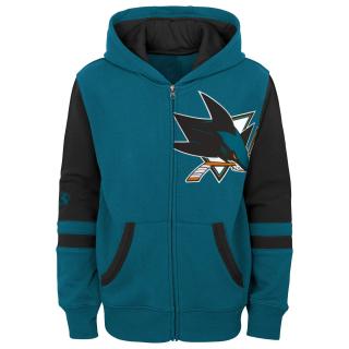 Dětská mikina San Jose Sharks Faceoff Colorblocked Fleece Full-Zip Velikost: Dětské L (11 - 12 let)