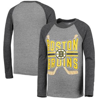 Dětské tričko Boston Bruins Square Up Raglan Tri-Blend dlouhý rukáv Velikost: Dětské L (11 - 12 let)